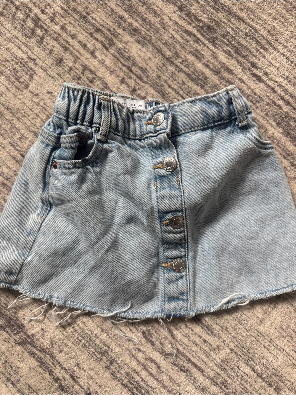 Zara Light Blue Denim Button-Front Kids Skirt